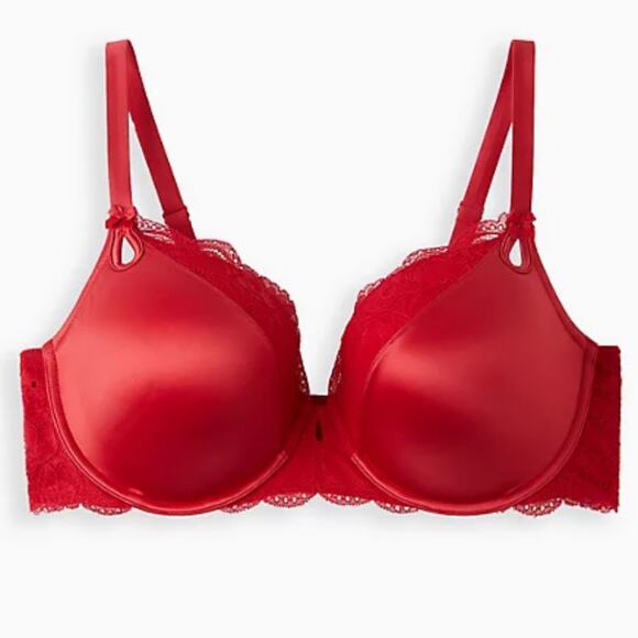 Torrid NWT Lightly Lined T-Shirt Bra Microfiber & Lace Red Underwire Size 38C - Picture 5 of 9